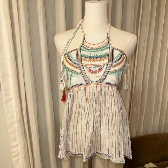 Colorful Embroidered Halter Dress - Picture 3 of 7